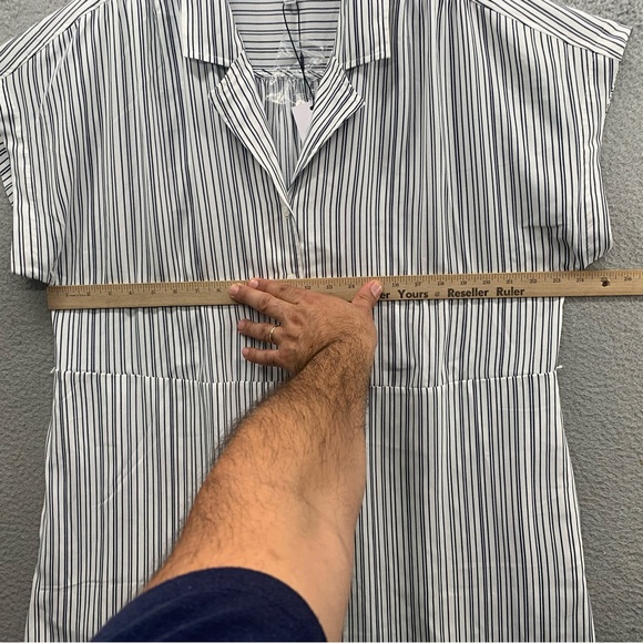 Elizabeth And James Womens Shirt Tunic Dress Short Sleeve Striped Black White XL - Picture 6 of 15